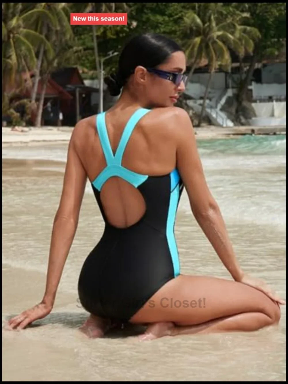 Athletic One Piece Swimsuit with Built-In Cups Racerback Training Swimwear
